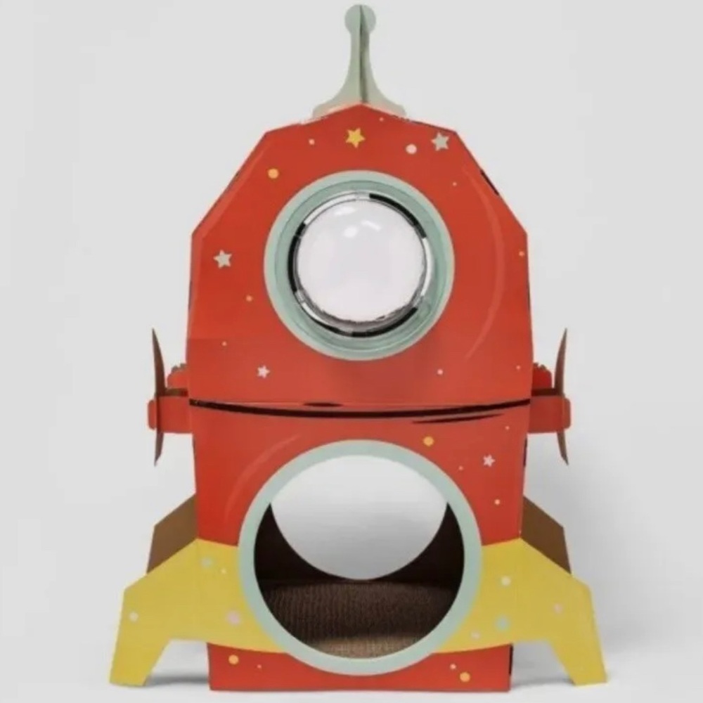Boots & Barkley Cat Scratcher Cat House 2 Story Retro Spaceship With Bub… - Picture 2 of 2